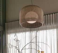 Suspension d'extérieur, FORA 90 regulable triac, blanc cassé, IP66, 2700K, 3000lm, Ø90cm, H55,5cm - Bover