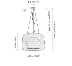 Suspension d'extérieur, FORA 90 regulable triac, blanc cassé, IP66, 2700K, 3000lm, Ø90cm, H55,5cm - Bover