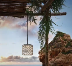 Suspension*Bover Suspension d'extérieur, Nans S Outdoor, , IP66, LED, dim, 2700K, 503 lm, Ø16,7cm, H16,5cm - Brun graphite - Teinte beige