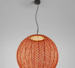 Suspension*Bover Suspension d'extérieur, Nans Sphere S, , IP66, LED, dim, 2700K, 1400 lm, Ø60cm, H257cm - Brun graphite - Teinte rouge