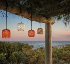 Suspension*Bover Suspension d'extérieur, Nans S Outdoor, , IP66, LED, dim, 2700K, 503 lm, Ø16,7cm, H16,5cm - Brun graphite - Teinte rouge