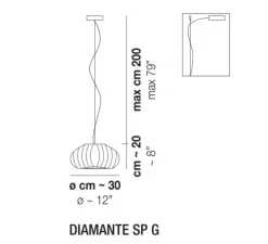 Suspension*Vistosi Suspension, Diamante SP G, , Ø30cm, H24cm - chrome, nickel
