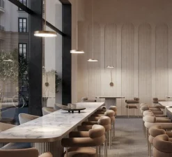 Suspension, Dip, champagne, IP40, LED, dim, 2700K, 1931 lm, Ø25cm, H39,5cm - Panzeri