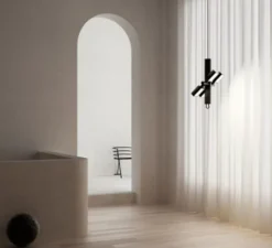 Suspension*Lambert&Fils Suspension, Dorval 01, , LED, 2700K, 2888lm, L36cm, H46cm - variable 0-10V, corps, câble et boucle noirs, rosace noire