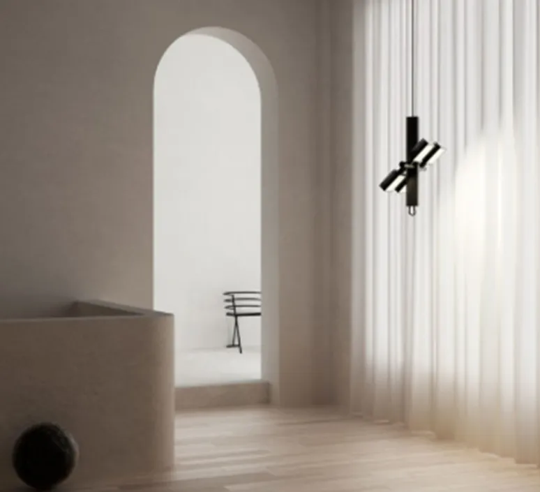 Suspension*Lambert&Fils Suspension, Dorval 01, , LED, 2700K, 2888lm, L36cm, H46cm - variable 0-10V, corps, câble et boucle noirs, rosace noire