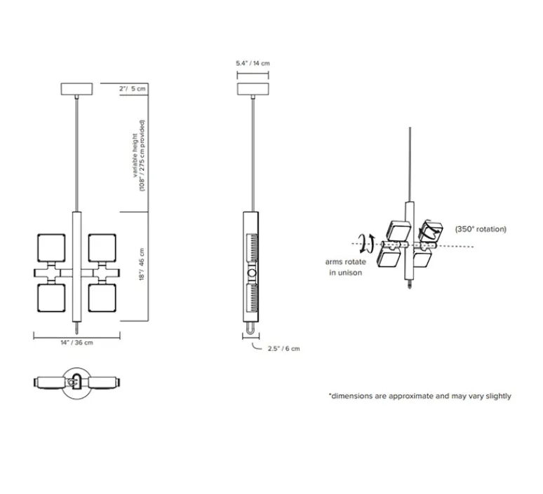 Suspension*Lambert&Fils Suspension, Dorval 01, , LED, 2700K, 2888lm, L36cm, H46cm - variable 0-10V, corps, câble et boucle noirs, rosace noire