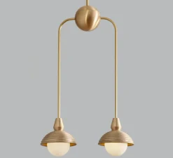 Suspension, Double, Eos S, laiton brossé, Ø15,7cm, H70cm - Bert franck