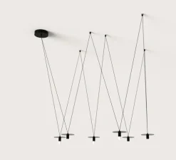 Suspension, D02P6, noir mat, LED, avec 3 diffuseurs et 3 lentilles, dim, 2700K, 350 lm, Ø12cm, H5cm - OliveLab