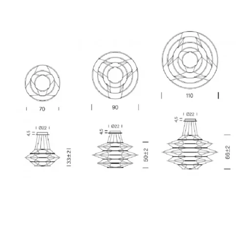 Suspension*Nemo Lighting Suspension, Drop 5, , LED, dim, 1-10V, 2700K, 3350 lm, Ø70cm, H33cm - or satiné
