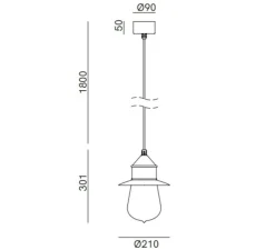 Suspension, Drop 270.13.ORT, cuivre et laiton, IP55, Ø21cm, H30,1cm - Il Fanale