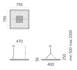 Suspension*Artemide Suspension, Eggboard Matrix 800, , LED, dim, 3000k, 3138 lm, L79,5cm, H25cm - vert