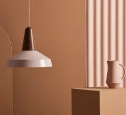 Suspension*Schneid Suspension, Eikon Circus, , Ø40cm, H35cm - noyer et rose pâle