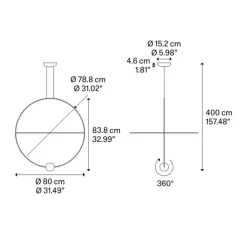 Suspension*Lodes Suspension, Elara large, , LED, 3000K, 845 lm, Ø80cm, H83,8cm - noir brillant