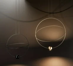 Suspension, Elara medium, noir brillant, LED, 3000K, 845 lm, Ø60cm, H63,7cm - Lodes