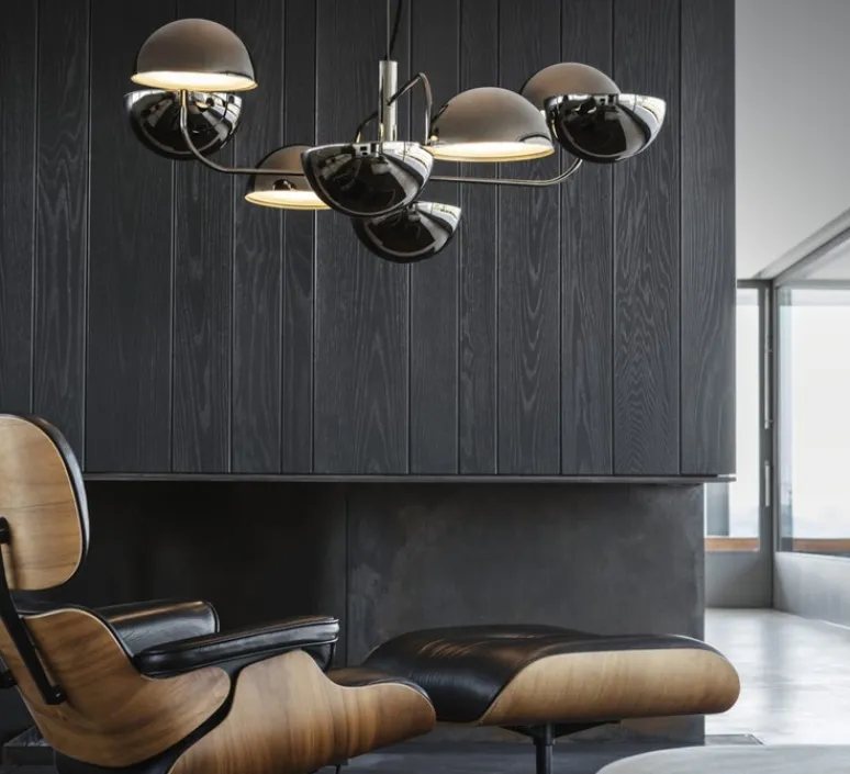 Suspension*Penta Suspension, Elisabeth, , LED, dim, 0-10V, 3000k, 8 x 827 lm, Ø110cm, H30cm - chrome noir