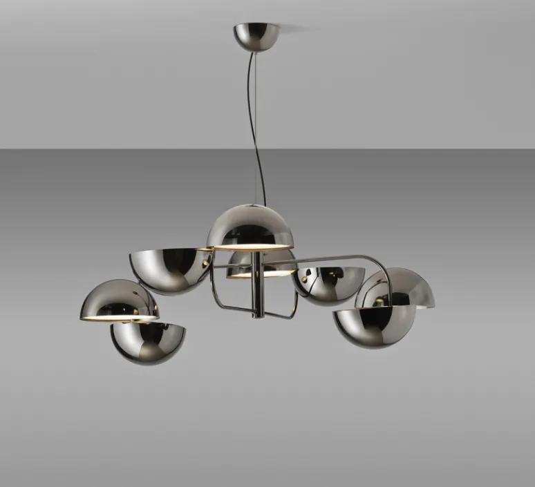 Suspension*Penta Suspension, Elisabeth, , LED, dim, 0-10V, 3000k, 8 x 827 lm, Ø110cm, H30cm - chrome noir