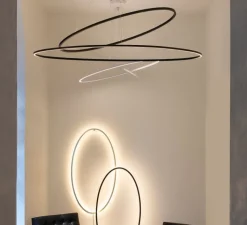 Suspension*Nemo Lighting Suspension, Ellisse double, , LED, 2700k, 4675lm, Ø135cm, H70cm - blanc