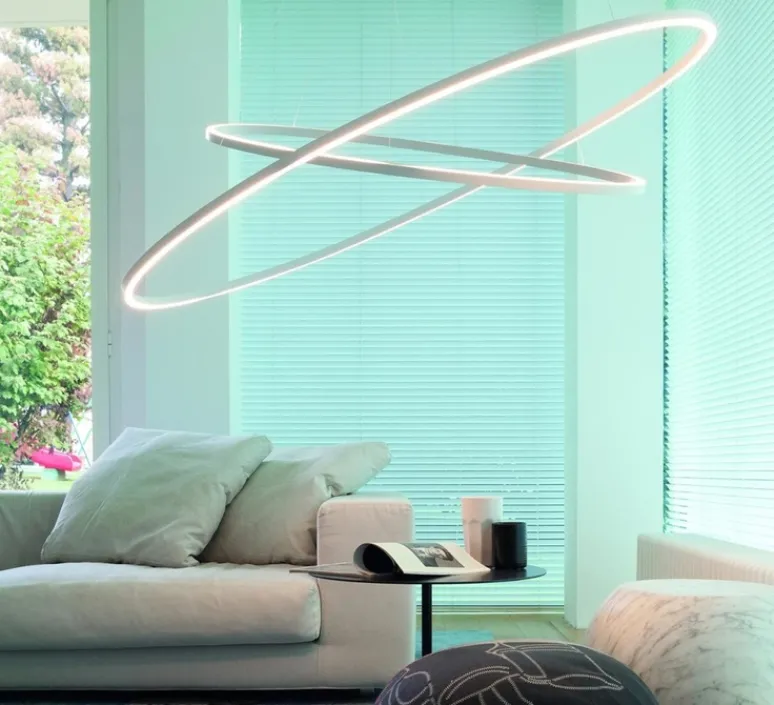 Suspension*Nemo Lighting Suspension, Ellisse double, , LED, 2700k, 4675lm, Ø135cm, H70cm - blanc