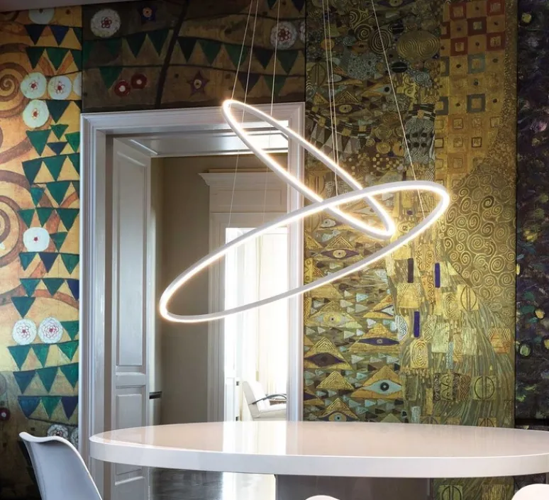 Suspension*Nemo Lighting Suspension, Ellisse double, , LED, 2700k, 4675lm, Ø135cm, H70cm - blanc