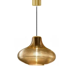 Suspension*Panzeri Suspension, Emma, laiton satiné diffuseur , LED, 2700K, 1050lm, Ø26cm, H18,5cm - bronze