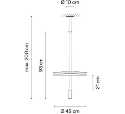 Suspension encastrable, Flamingo mini 1575, blanc et noir, LED, dim, 2700K, 726 lm, Ø45cm, H93cm - Vibia