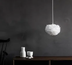 Suspension, Eos micro, blanc, plumes d'oie, H16cm, Ø22cm - Umage