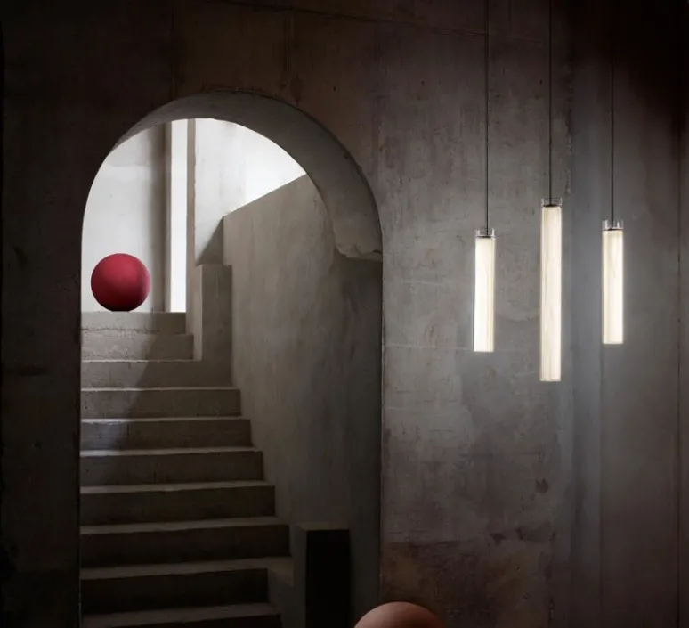 Suspension*LZF Suspension, Estela Vertical, , LED, dim, 2700K, 980 lm, Ø7cm, H44cm - blanc ivoire