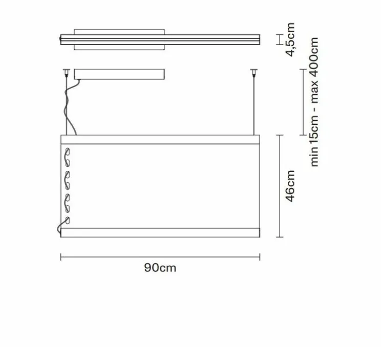 Suspension, Etnia F68, Gris clair, IP40, LED, 2700K, 3690 lm, L90cm, H46cm - Fabbian