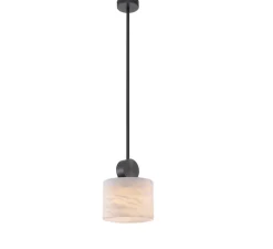 Suspension*Eichholtz Suspension, Etruscan Round, albâtre, bronze, Ø20cm, H24cm - noir