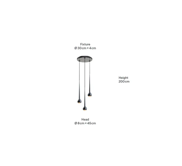 Suspension, Falling Sun Chandelier Three, noir, LED, dim, 2700K, 850 lm, Ø24cm, H45cm - GRAU