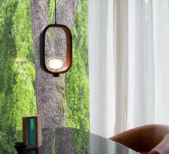 Suspension*Tooy Suspension, Filipa, 555.22, , IP40, L28cm, H45cm - noir texturé, cuir noir et marron