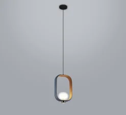 Suspension, Filipa, 555.22, noir texturé, cuir noir et marron, IP40, L28cm, H45cm - Tooy