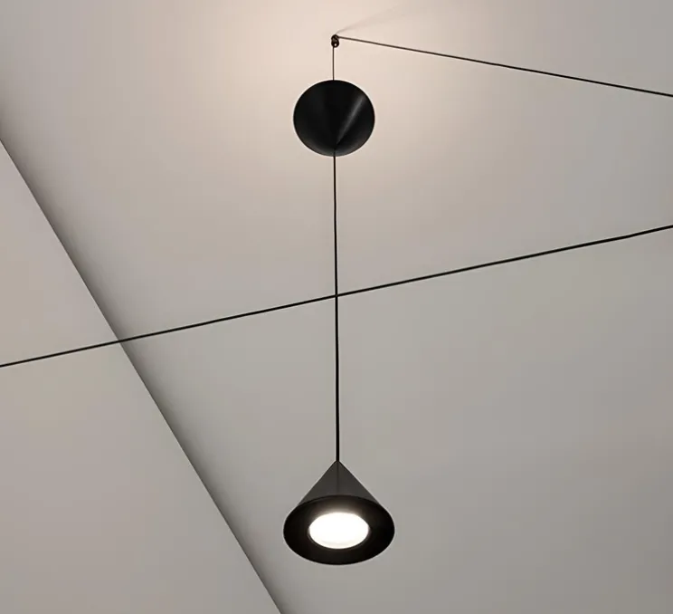Suspension, Filomena, noir, LED, dim, 3000K, 2728 lm, Ø11cm, H107cm - Karman