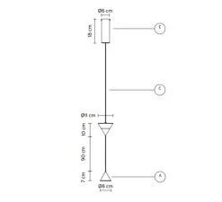 Suspension, Filomena, noir, LED, dim, 3000K, 2728 lm, Ø11cm, H107cm - Karman
