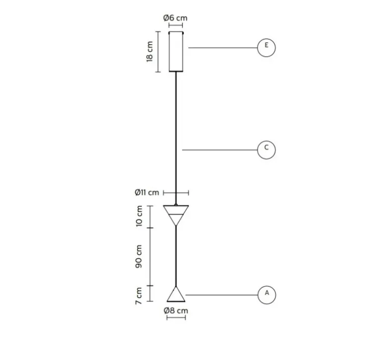 Suspension, Filomena, noir, LED, dim, 3000K, 2728 lm, Ø11cm, H107cm - Karman
