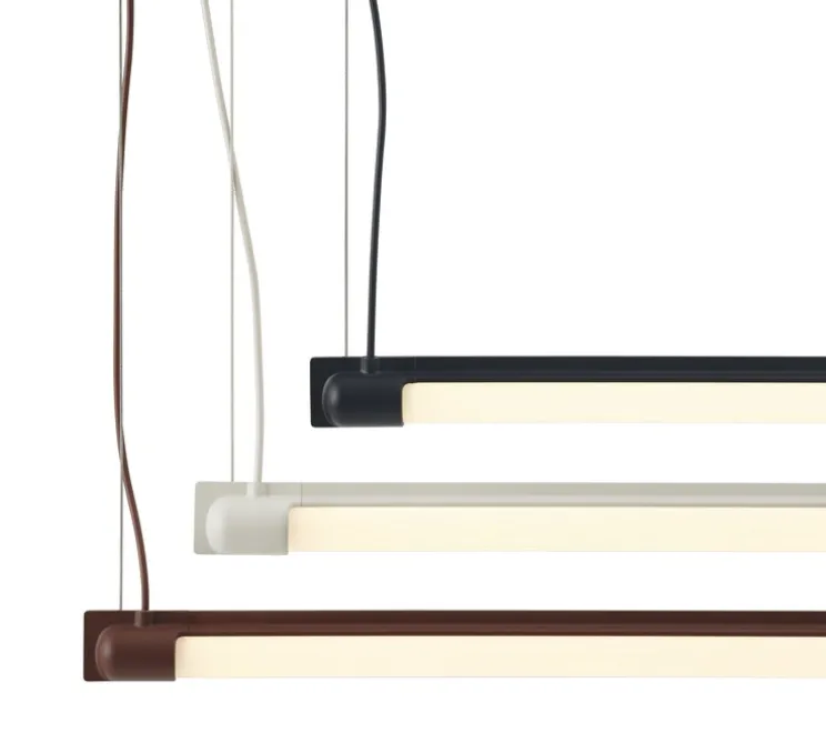 Suspension, Fine, rouge foncé, LED, dim, 2700K, 950 lm, L90cm, H1,8cm - Muuto