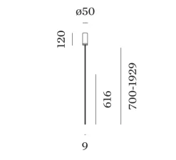 Suspension*Wever&Ducré Suspension, Finlin 1.0, noir, , LED, dim, 2700K, 450 lm, Ø0,9cm, H61,6cm - laiton