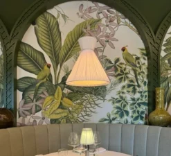 Suspension, Flame Tall, rouge mat, câble blanc, IP44, LED, dim, 2700K, 800 lm, Ø14cm, H23cm - Pott