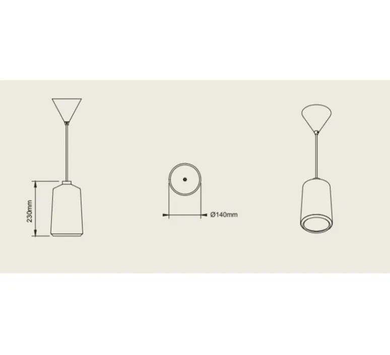 Suspension*Pott Suspension, Flame Tall, , IP44, LED, dim, 2700K, 800 lm, Ø14cm, H23cm - terra mat, câble blanc