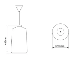 Suspension*Pott Suspension, Flame Tall XL, , câble blanc, IP44, LED, dim, 2700K, 1200 lm, Ø28cm, H48,6m - terra