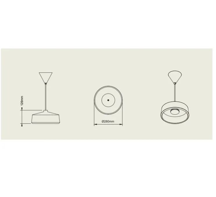 Suspension, Flame Wide, vert olive mat, câble noir, IP44, LED, dim, 2700K, 800 lm, Ø28cm, H12,6cm - Pott