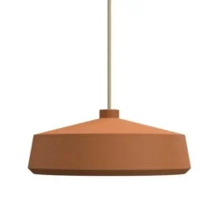 Suspension, Flame wide XL, rouge mat, câble jute, IP44, LED, 2700K, 800lm, Ø40cm, H18,5cm - Pott