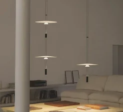 Suspension, Flamingo mini 1585, blanc et noir, LED, dim, 2700K, 726 lm, Ø45cm, H93cm - Vibia