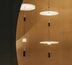 Suspension*Vibia Suspension, Flamingo mini 1590, , LED, dim, 2700K, 1152 lm, Ø45cm, H125cm - blanc et noir