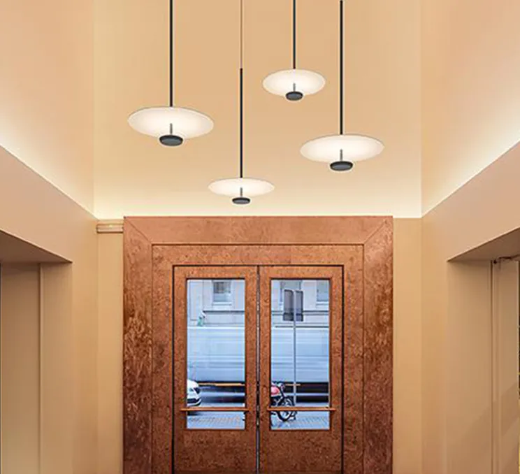 Suspension, Flat 5935, gris, LED, 2700K, 1740lm, Ø40cm, H80cm - Vibia