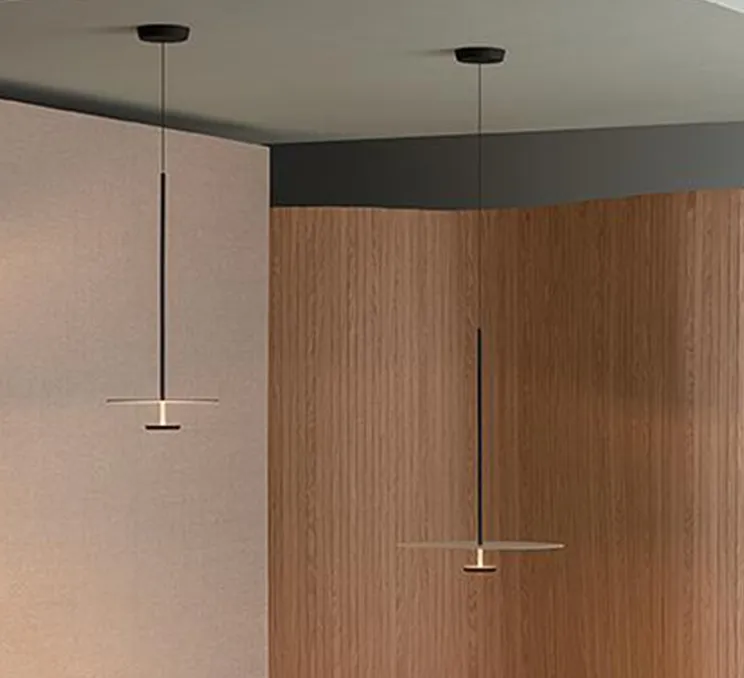 Suspension, Flat 5935, gris, LED, 2700K, 1740lm, Ø40cm, H80cm - Vibia