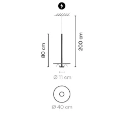 Suspension, Flat 5935, vert, LED, dim, 3500K, 1868 lm, Ø40cm, H80cm - Vibia