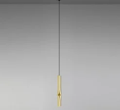 Suspension*Estiluz Suspension, Flow, A-3734, , rosace noire, LED, 2700k, 565 lm, Ø3,5cm, H32cm - or satiné