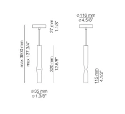 Suspension*Estiluz Suspension, Flow, A-3734, , rosace noire, LED, 2700k, 565 lm, Ø3,5cm, H32cm - or satiné