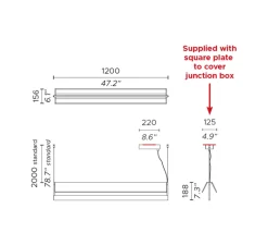 Suspension*Contardi Suspension, Fly 120, , LED, dim, 2700K, 4800 lm, L120cm, H18,8cm - nickel doré satiné, blanc